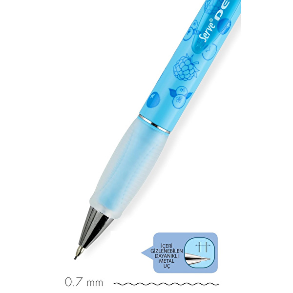 SERVE Deep Mekanik Kurşun Kalem 07mm Fos Mavi Böğürtlen