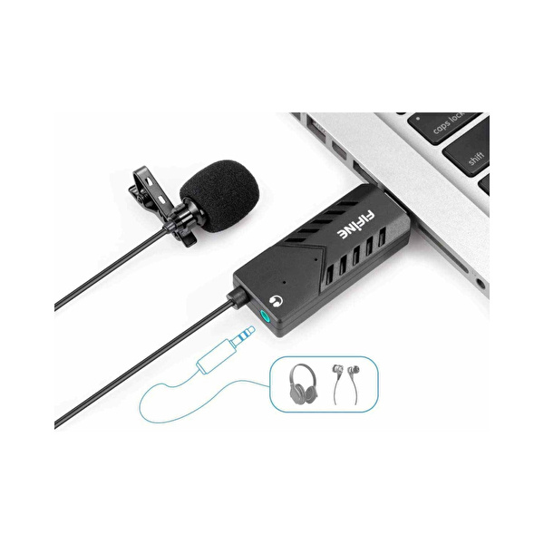 FIFINE K053 Kulaklık Çıkışlı Yaka Mikrofonu