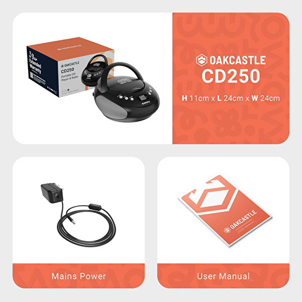 OAKCASTLE CD250 Cd Oynatıcılı Taşınabilir Bluetooth Hoparlör Siyah