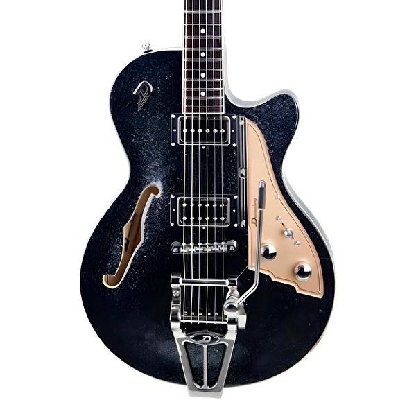 Duesenberg Starplayer TV Semi-Hollow HB P90 Black-Sparkle Case Dahil Elektro Gitar