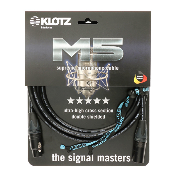 Klotz M5 MC5000 XLR NEUTRIK Altın Uçlu Siyah 3mt Mikrofon Kablosu
