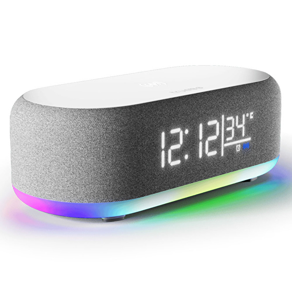 TRUEBO TimeCharger Hoparlör Şarjlı Işıklı Alarm Saat - Gri