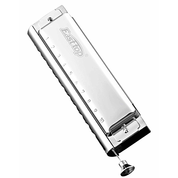 EAST TOP T10-40 Harmonica Bakır Gövde / Kromatik Pompalı / 10 Delikli / Gümüş Renk Mızıka