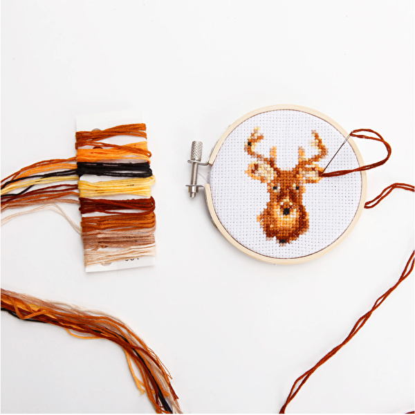 KIKKERLAND Mini Kanaviçe Geyik Desenli Dikiş Nakış Seti