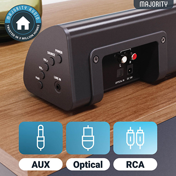 MAJORITY Snowdon TV Soundbar Beyaz (120W, Dahili Subwoofer)