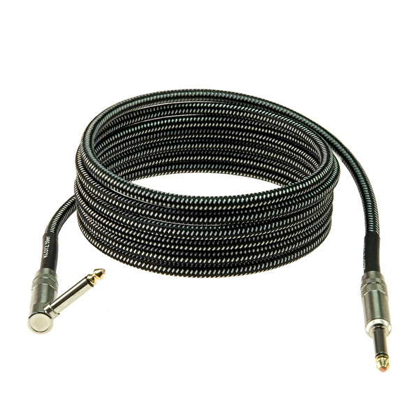 Klotz Vintage 59er Açılı-Düz Uçlu Siyah-Beyaz Örgülü 3mt Gitar Kablosu