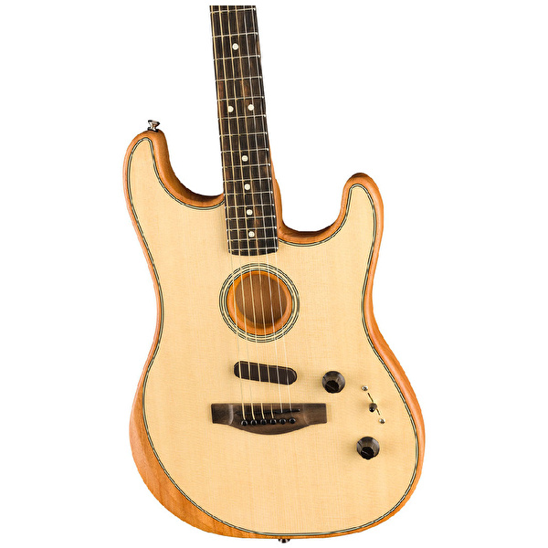 Fender Acoustasonic Stratocaster Abanoz Klavye Natural Elektro Akustik Gitar