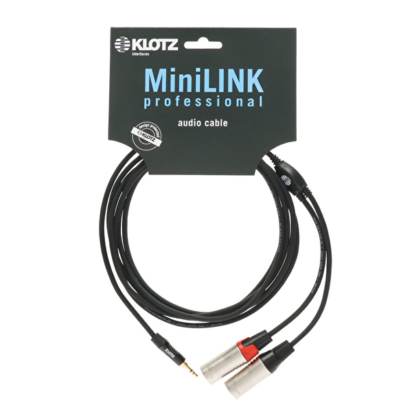 Klotz Pro Mini TRS Jack - 2x XLR Dişi 3mt Siyah Y-Kablo