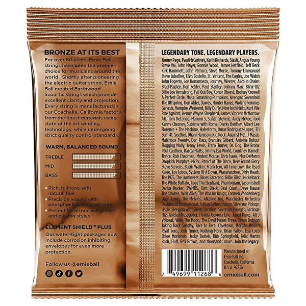 ERNIE BALL P03550 Earthwood Extra Light 8020 Phosphor Bronze 10-50 Akustik Gitar Teli 3lü Pk.