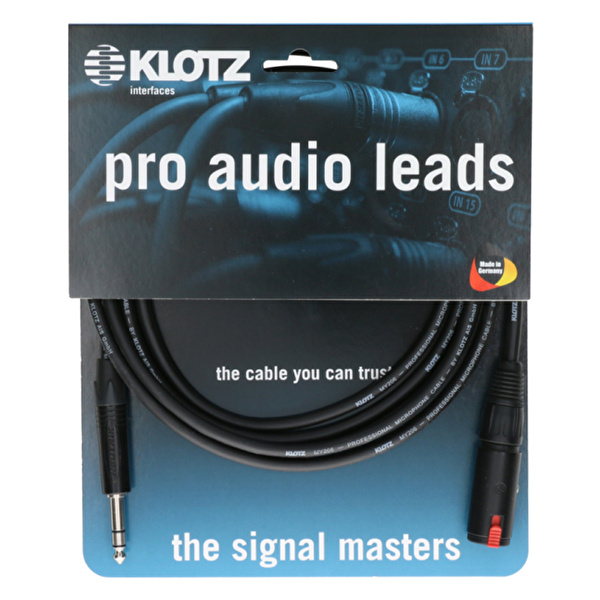 Klotz BEX4 MY206 Neutrik Konnektörlü Profesyonel Stereo Kulaklık Uzatma Kablosu 6m (6,35mm TRS Jack - 6,35mm TRS Soket)