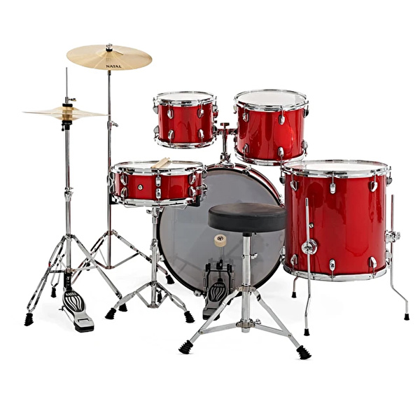 NATAL K-DN-UF22-RE DNA Red 5 Parça (22B/10T12T/16F/14S) Aksamlı ve Zilli Akustik Davul Seti