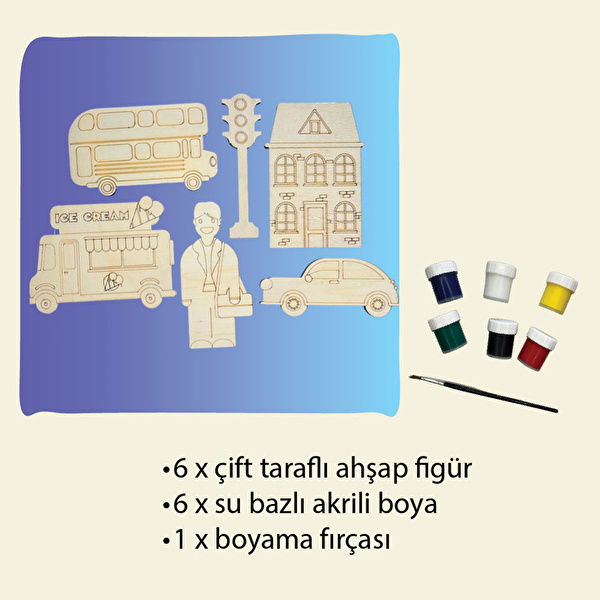 IMAGINORY Ahşap Boyama Seti Şehir