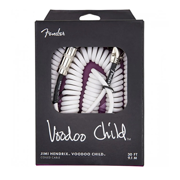 Fender Hendrix Voodoo Child Coil Düz/L Uç 9 Metre Beyaz Enstrüman Kablosu