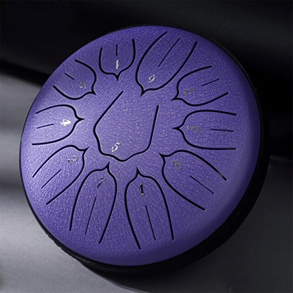 YOGIXO Tongue Drum V2 11 Notalı 6″ Lotus Desenli - Lavanta