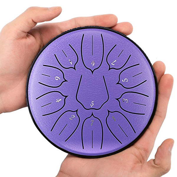 YOGIXO Tongue Drum V2 11 Notalı 6″ Lotus Desenli - Lavanta