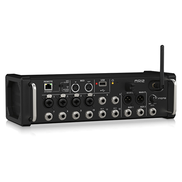 Midas MR12 12 Girişli Dijital Mikser iPad/Android Tabletler için Uygun, 4 Midas PRO Preamp, 8 Hat Girişi, Entegre Wifi Modülü ve USB Stereo Kaydedici