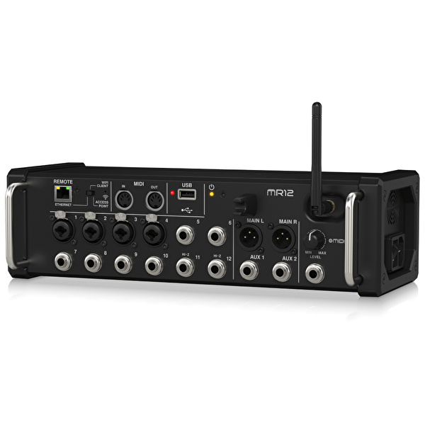 Midas MR12 12 Girişli Dijital Mikser iPad/Android Tabletler için Uygun, 4 Midas PRO Preamp, 8 Hat Girişi, Entegre Wifi Modülü ve USB Stereo Kaydedici