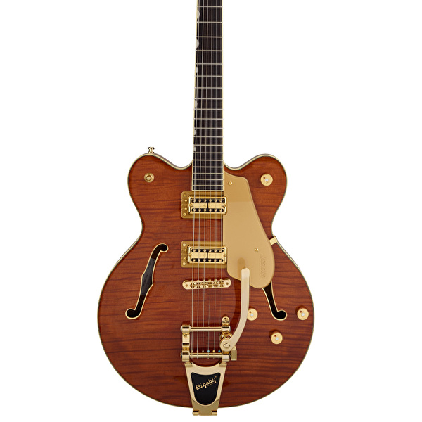 GRETSCH Limited Edition Electromatic Flame Okoume Broadkaster Center Block Double Cut w/Bigsby Roundup Orange Elektro Gitar