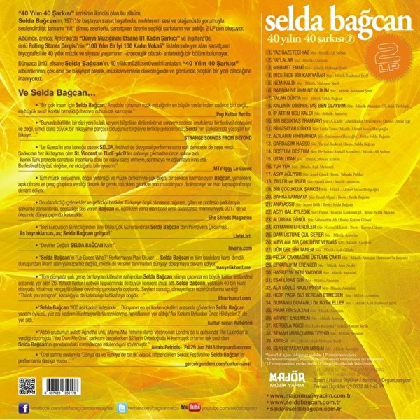 Selda Bağcan - 40 Yılın 40 Şarkısı - Vol. 2 (Renkli Plak)