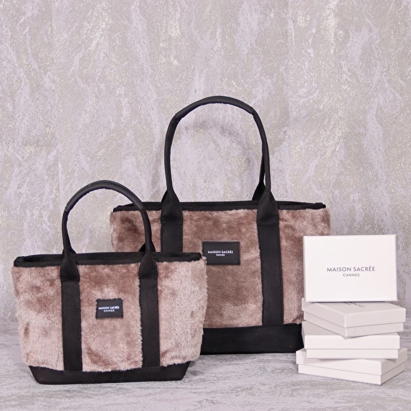 MAISON SACREE Miramar Peluş Gri Extra Mini Kol Çantası