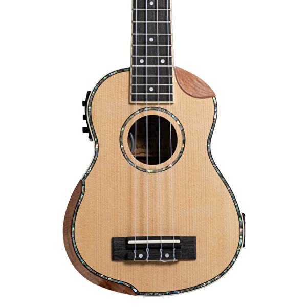 Puka KYTH-21EQ Ladin Kapak Kesik Kasa Dahili Tunerli Soprano Elektro Ukulele