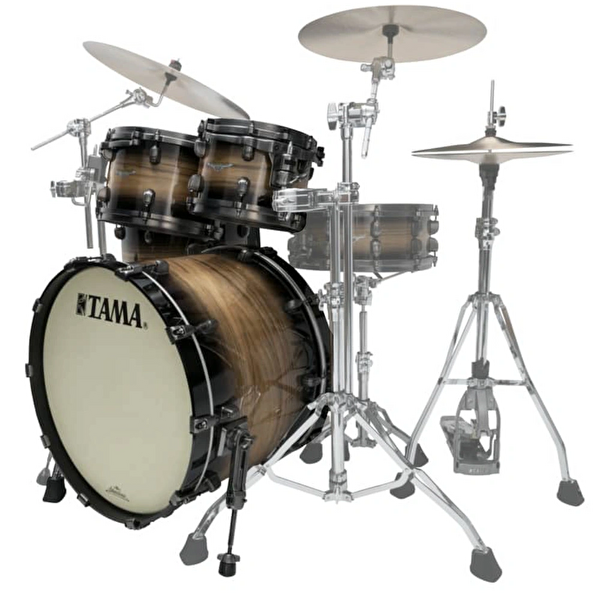 TAMA ME42TZUSL-NWB - Starclassic Maple Exotic w/ Smoked Black Nickel Hardware Natural Pacific Walnut Burst 4 Parça (22B/10T/12T/16F) Akustik Davul Seti
