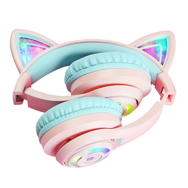 ICLEVER BTH13 Kedi Kulaklı Çocuk Bluetooth Kulaklık - Pembe