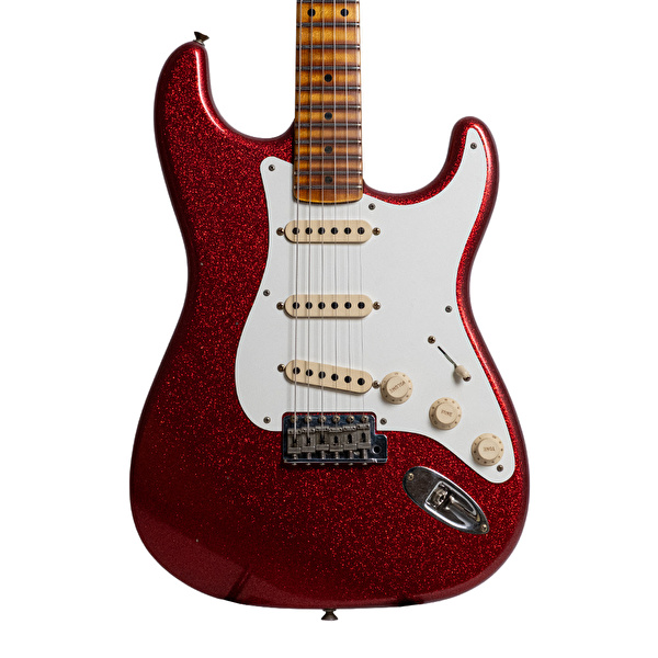 Fender Custom Shop 1956 Stratocaster Journeyman Relic Akçaağaç Klavye Red Sparkle Elektro Gitar