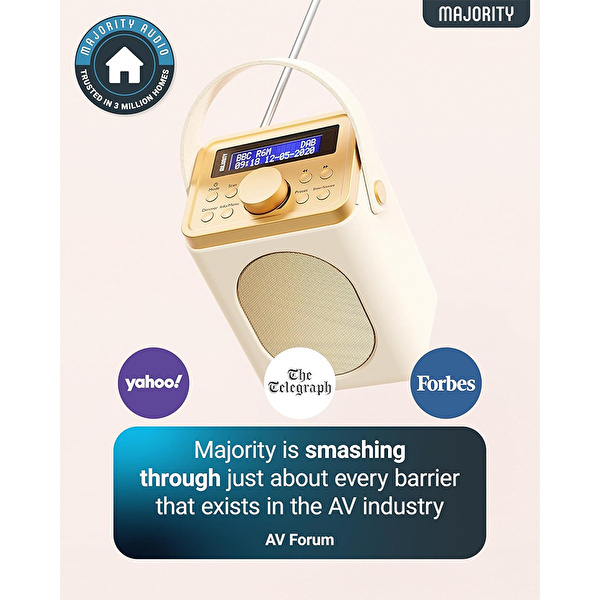Majority Little Shelford - Krem Taşınabilir DAB/FM Radyo Bluetooth Hoparlör