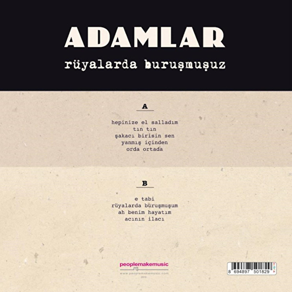 Adamlar - Rüyalarda Buruşmuşuz (Renkli Plak)