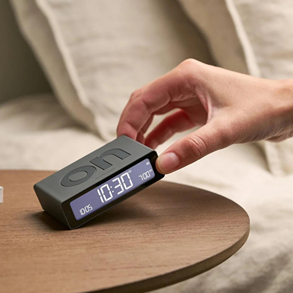 LEXON Flip Mini Şarj Edilebilir Alarm Saat Koyu Gri
