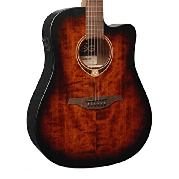 Lag T70DCE-B&B Dread Cut Black & Brown Burst Elektro Akustik Gitar