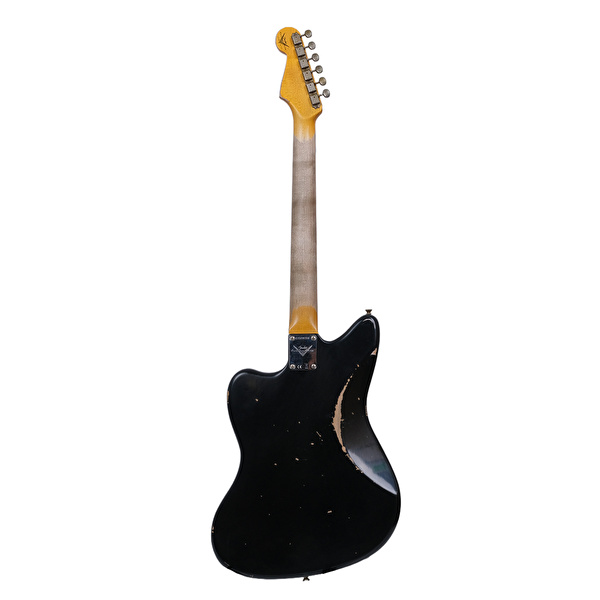 Fender Custom Shop 1963 Jazzmaster Relic Matching Headstock Aged Black Elektro Gitar