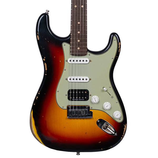 Fender Custom Shop Custom Deluxe Stratocaster HSS Relic 3 Renk Sunburst Elektro Gitar