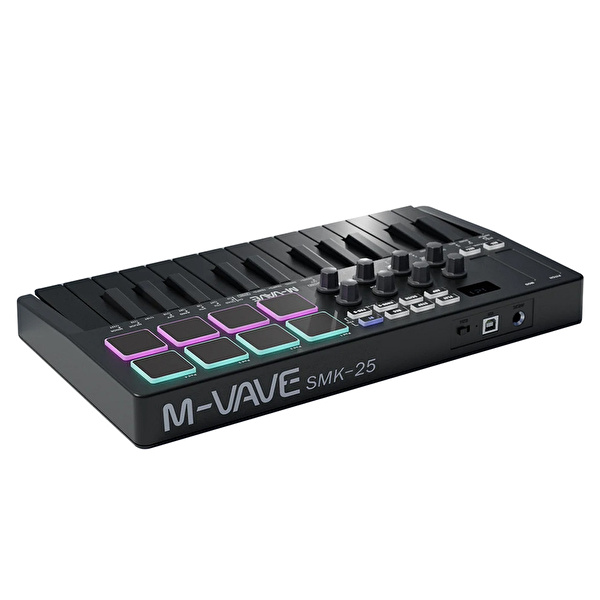 M-VAVE SMK-25 25 Tuşlu Kablosuz Şarjlı MIDI Klavye (Siyah)