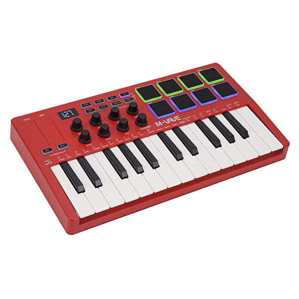 M-VAVE SMK-25 25 Tuşlu Kablosuz Şarjlı MIDI Klavye (Kırmızı)