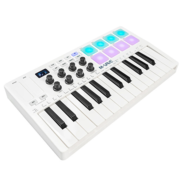 M-VAVE SMK-25 25 Tuşlu Kablosuz Şarjlı MIDI Klavye (Beyaz)