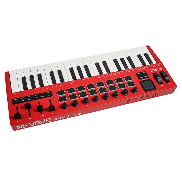M-VAVE SMK-37 PRO 37 Tuşlu Kablosuz MIDI Klavye (Kırmızı)