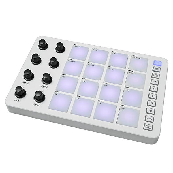 M-VAVE SMC-PAD Kablosuz MIDI Pad Kontrol Cihazı (Beyaz)