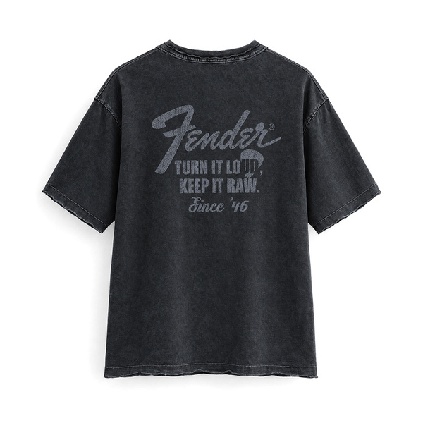 FENDER® Wash Raw Edge Grafik Antrasit T-Shirt