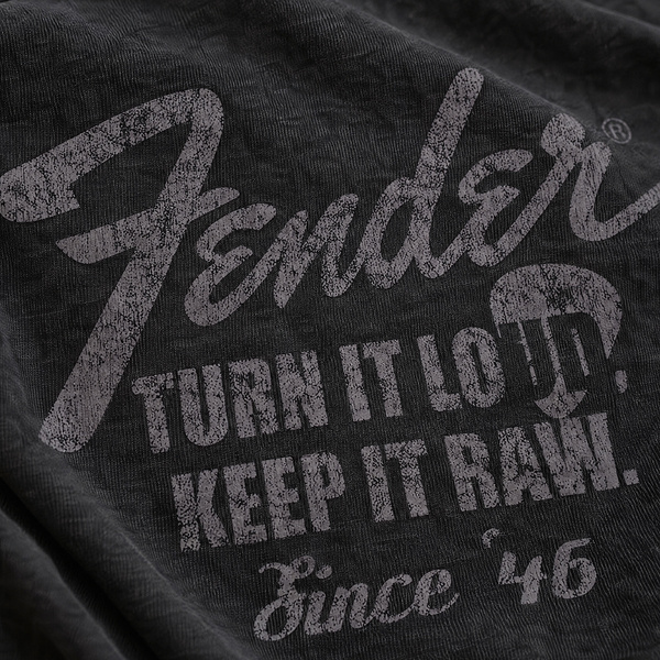 FENDER® Wash Raw Edge Grafik Antrasit T-Shirt