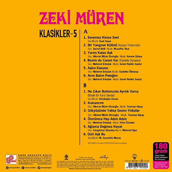 Zeki Müren – Klasikler - 5 (Anılarım)(Remastered)