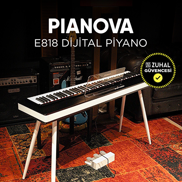 PIANOVA E818 Siyah - Beyaz Dijital Piyano