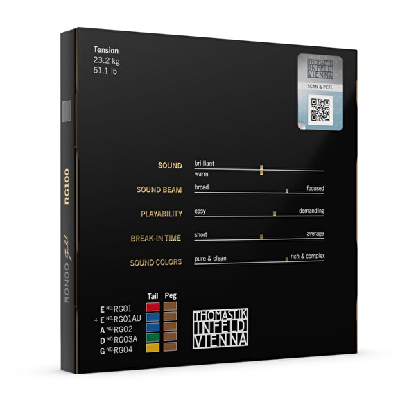 THOMASTIK RG100 RONDO GOLD 4/4 Medium Keman Takım Tel