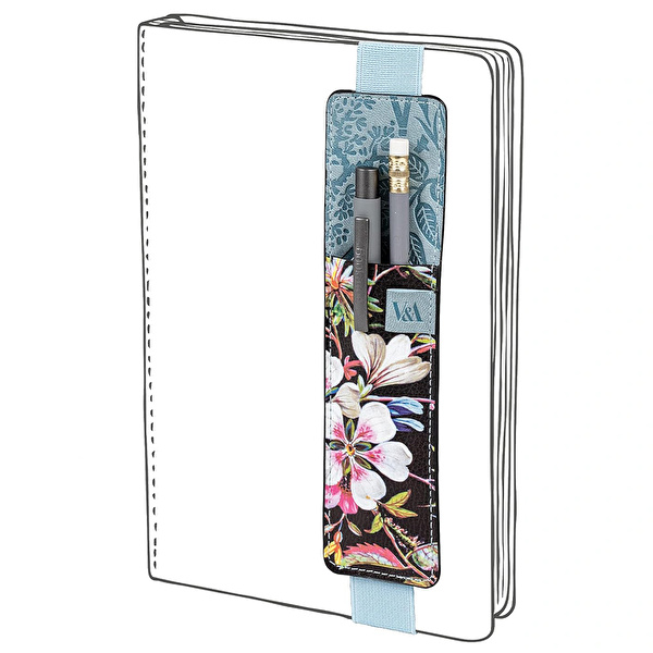 IF Bookaroo Defter Üstü Kalemlik - Siyah Çiçek Desenli