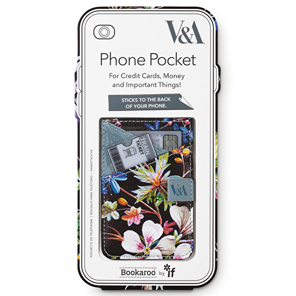 IF Bookaroo Telefon Üstü Cüzdan - Siyah Çiçek Desenli