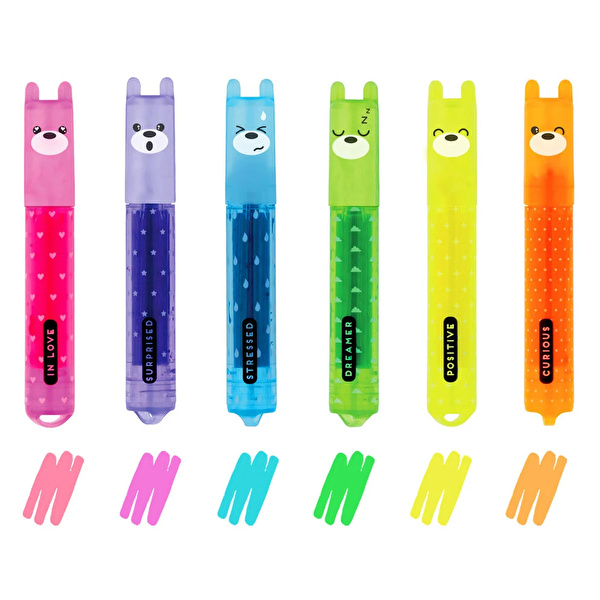 LEGAMI Mini Ayıcık Fosforlu Kalem (6'lı Set)