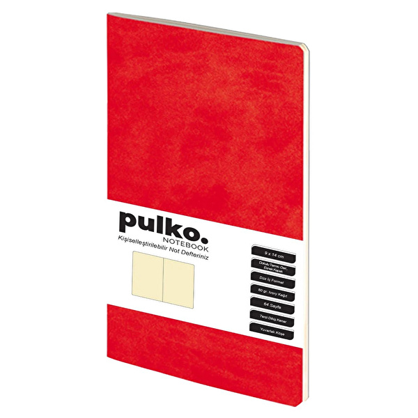 PULKO Notebook Not Defteri, (9x14cm) Kırmızı