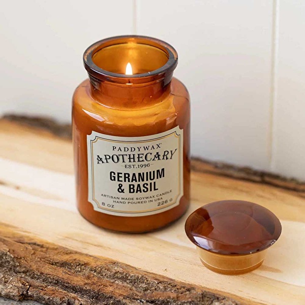 PADDYWAX Apothecary Glass Jar Candle Geranium  -  Basil 226 gr