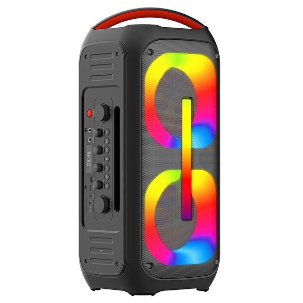 SUNIX 120W Çıkış Gücü 15W Wireless Şarj Ekolayzer TWS Mikrofon ve Gitar Girişli Ledli Bluetooth Hoparlör